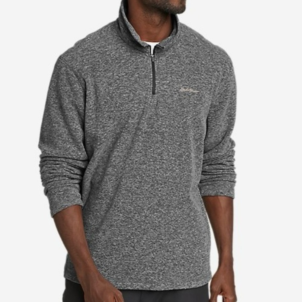 Eddie Bauer Gray Quarter Zip Pullover Chest Zip Pocket Mens- X-Large